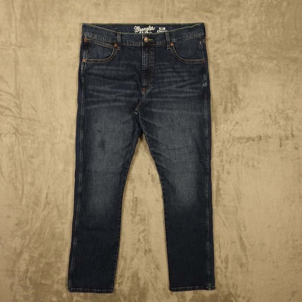 Wrangler Retro Slim Straight Jeans Dark Wash Men’s 36x34‎ Blue Denim